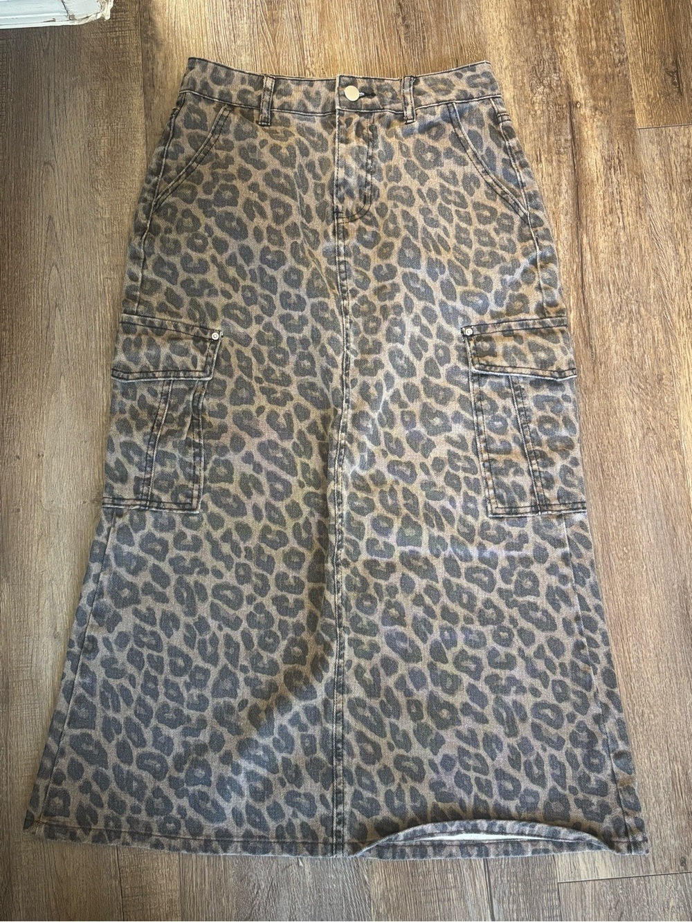 Dazy Leopard print denim pencil skirt small